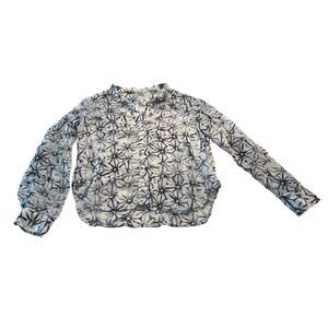 M1-40 BELLA DAHL Women's Sheer Collared Top Abstract Blue/White Size S